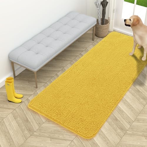 OLANLY Dog Door Mat for Muddy Paws 54x24, Super Absorbent Chenille Mud Mat