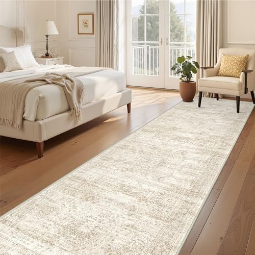 3x10 Runner Rug Non Slip,Washable Hallway Runner Rug,Beige