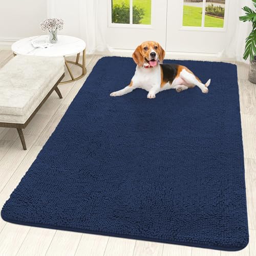 OLANLY Dog Door Mat for Muddy Paws 59x35, Super Absorbent Chenille Mud Mat