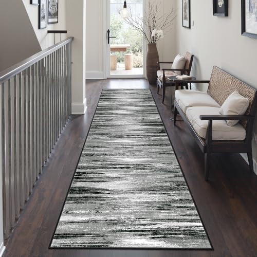 2x8 Runner Rug Non Slip,Washable Hallway Runner Rug,Black