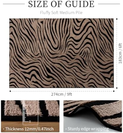 YIHOUSE Zebra Area Rugs 6x9: Taupe Abstract Washable Living Room Rug