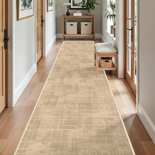 2x12 Runner Rug Non Slip,Washable Hallway Runner Rug,Brown