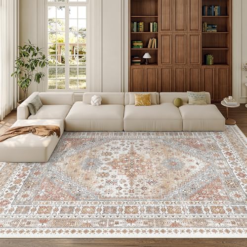 zesthome 9x12 Area Rugs for Living Room,Large Washable Rug,Orange