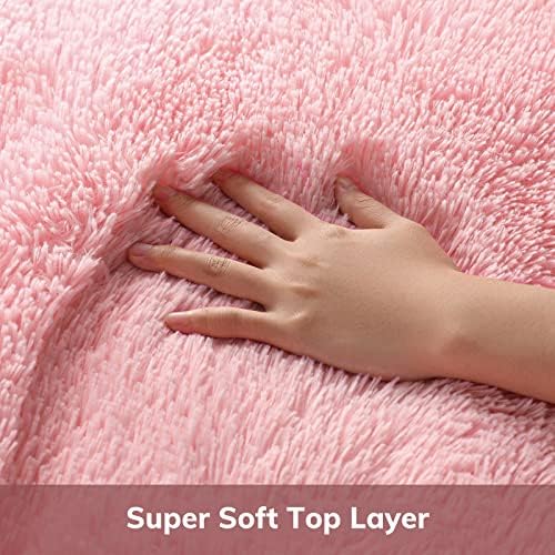 Ophanie Pink Area Rugs for Bedroom Girls, 5x7 Kids Fluffy Fuzzy Furry Shag Carpet, Plush Soft Cute Baby Shaggy Bedside Indoor Floor Rug for Teen Dorm Decor, Nursery with Over 99 pcs Pile fibers
