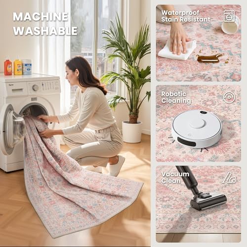 zesthome Pink Rugs for Bedroom-3x5 Rug for Entryway,Girls Room