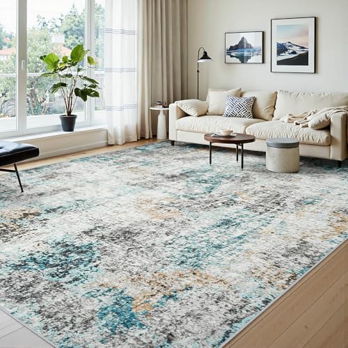 10x14 Area Rugs for Living Room Large Washable Abstract Rug Multi Color