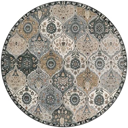 Lahome Moroccan Washable Round Rug 5ft, Soft Circle Rug for Dining Room