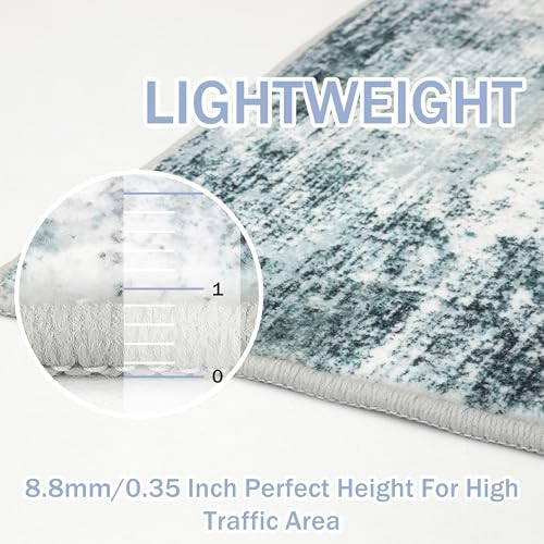 IOHOUZE Abstract Runner Rug 2x6 Ft Washable Runners for Hallways, Non Slip Kitchen Runner Printed Faux Wool Entryway Runner Indoor, Modern Abstract Floor Carpet for Hall Kitchen Bedroom, Sage Grey