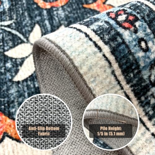 YARNSCAPE 8' x 10' Machine Washable Area Rug, Non-Slip Low-Pile Carpet