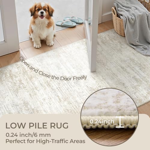 2x12 Runner Rug Non Slip,Washable Hallway Runner Rug,Brown