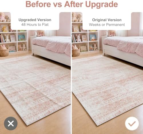 Pink Washable Rugs 5x7 Area Rugs for Living Room,Bedroom,Nursery,Carpet
