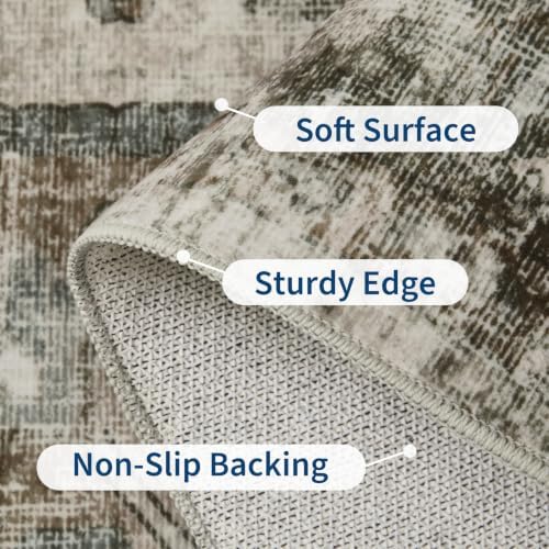 GarveeHome 8x10 Area Rugs for Living Room Non Slip Vintage Washable Rug Camel/Grey
