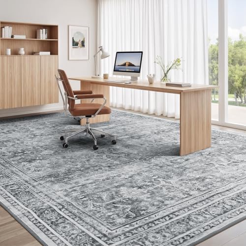 8x10 Area Rug for Living Room, Non-Slip Washable Grey Large Carpet