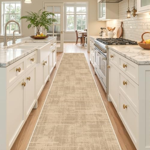 2x10 Runner Rug Non Slip,Washable Hallway Runner Rug,Brown