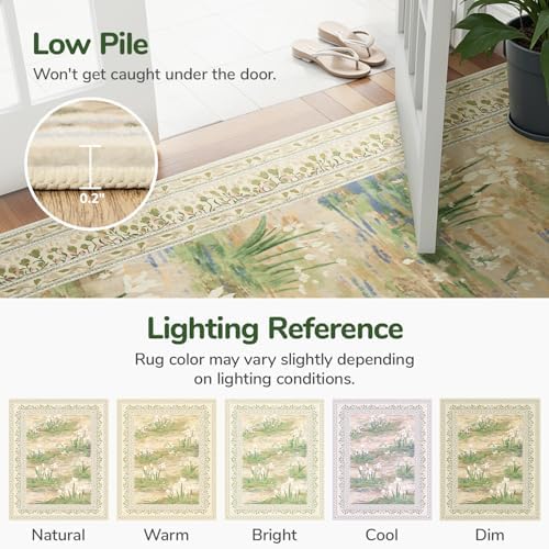 Lessymo 5 x 7 Washable Area Rugs for Living Room,Soft Non Slip Beige Sage