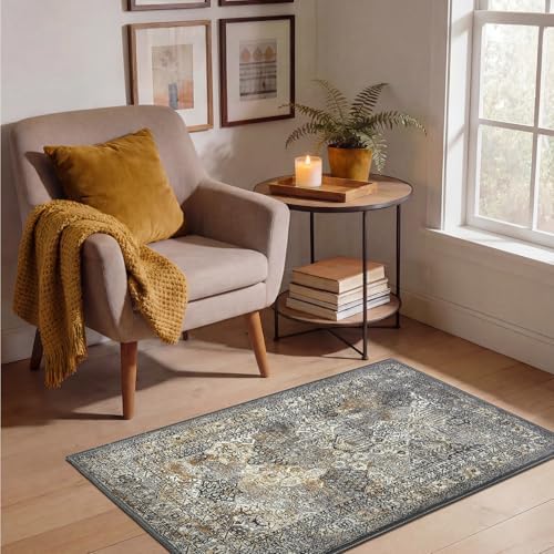 Keen Home Design Vintage Washable Entryway Rug, Non-Slip Low Pile, 2x3