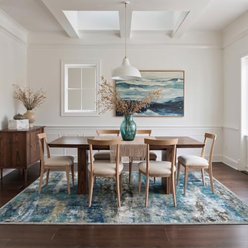 BEIMO 2x8 Faded Teal Abstract Runner Rug, Washable Non-Slip for Hallway