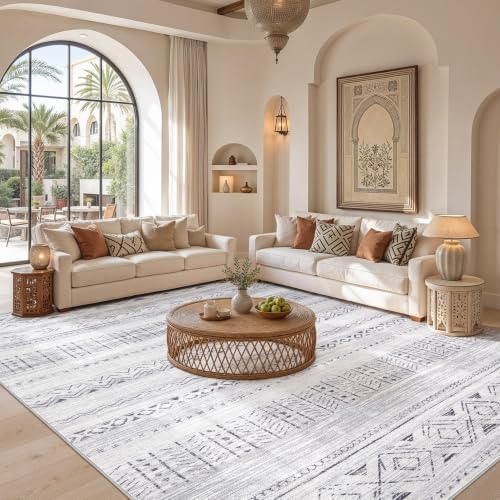 cotiled Boho 12x15 Area Rug for Living Room: Large Moroccan Washable Rug