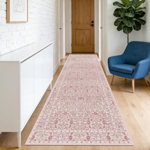 2'6" x 10' Runners Rug for Kitchen Washable Soft Carpet (Pink)