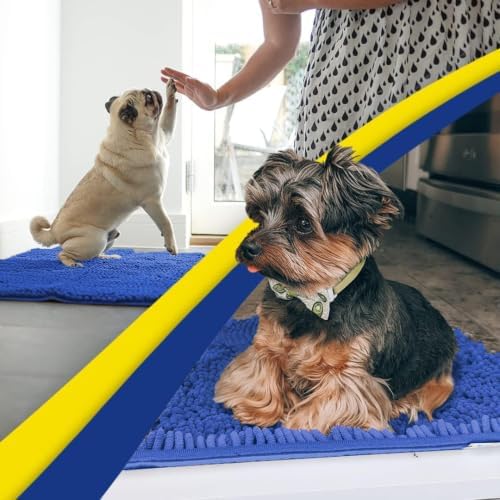 Muddy Mat® | Super Water Absorbent Door Mat Indoor, Microfiber Quick Dry Chenille Entryway Rug, Slip Resistant Front Door Mat, Indoor Mats for Entryway, Machine Washable Pet Rug, Periwinkle 3ft x 3ft