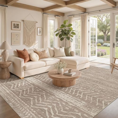 Nakagishi Boho 7x9 Area Rug Living Room Rugs Machine Washable Dark Brown