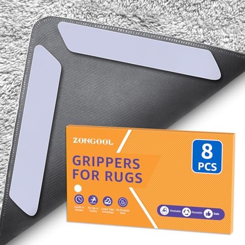 ZONGOOL 8PCS Rug Tape Non Slip Rug Pad Grippers Double Sided Carpet Tape