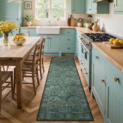 Lahome Floral Washable Runner Rug, 2'6''x8' Soft Hallway Rug Non Slip