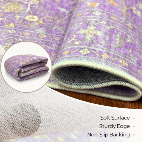 CAPALOCA 4x6 Washable Nursery Girls Low Pile Area Rug Purple
