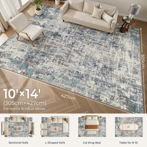 DMOYEST Area Rug Living Room Rugs 10x14 Washable Abstract Carpet