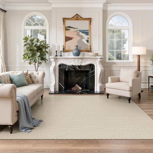 Valenrug 5x7 Area Rugs, High-Low Pile Washable Rugs for Living Room, Beige