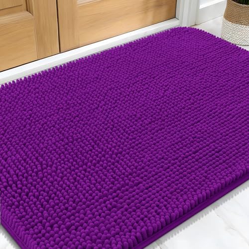 OLANLY Dog Door Mat for Muddy Paws 32x20, Super Absorbent Chenille Mud Mat