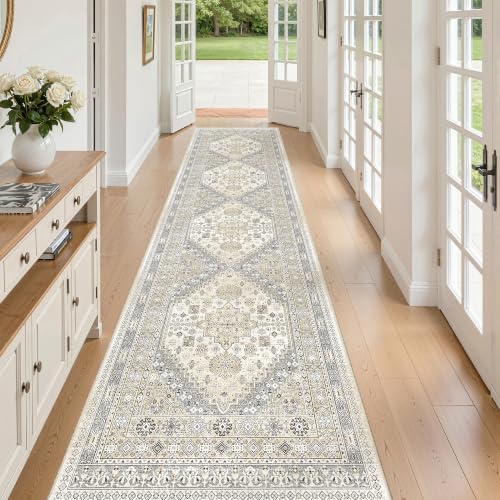 zesthome 2x10 Runner Rug Non Slip,Washable Hallway Runner Rug,Beige