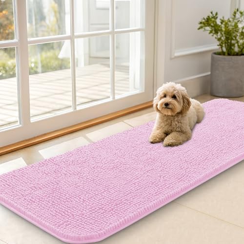 OLANLY Dog Door Mat for Muddy Paws 59x20, Super Absorbent Chenille Mud Mat