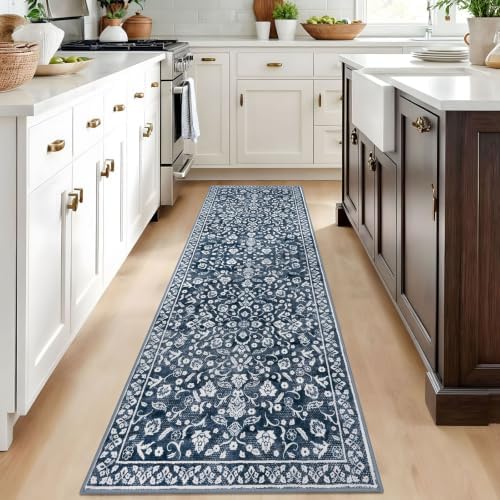 Washable Vintage 2.6x8 Runner Rug Non Slip Runners for Hallway