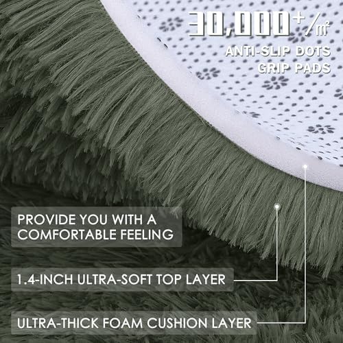 OLANLY 5x7 Machine Washable Large Area Rugs for Living Room, Bedroom, Soft Fluffy Shaggy Bedside Rug, Indoor Floor Carpet for Kids Girls and Boys, Dorms, Nursery, Home Decor Aesthetic, Olive Green