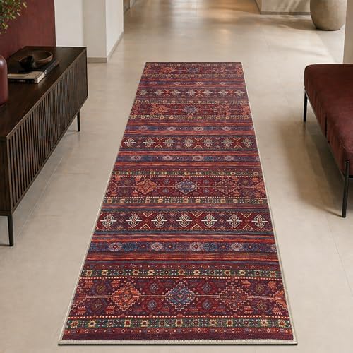 Keen Home Design Vintage Washable Runner Rug, Non-Slip Low Pile, 2x7