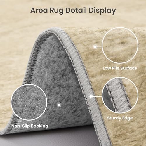 Valenrug 6x9 Area Rugs Non Slip, Large Washable Rugs for Living Room, Tan