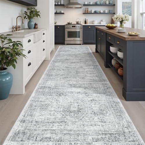 Soalmost Washable Hallway Runner Rug 3x10 Kitchen Entry Rugs Non-Slip, Grey