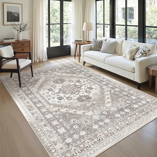 zesthome 6x9 Area Rugs for Living Room,Large Washable Rug,Brown