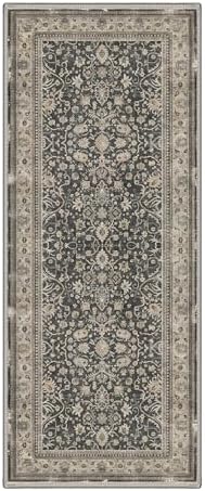 Bavni 2X5 Washable Hallway Runner Rug, Boho Oriental Floral Non Slip