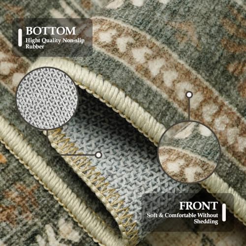 Ksrau 3x8 Runner Rug Kitchen Washable: Non-Slip Rugs for Floor Taupe Ivory