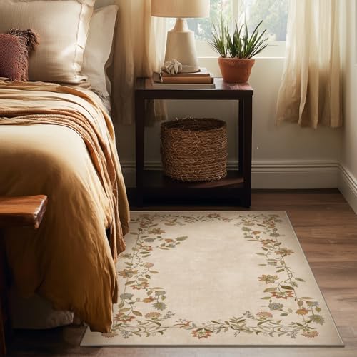 3x5 Washable Area Rug for Entryway: Small Bedroom Rug Non Slip Throw Carpet
