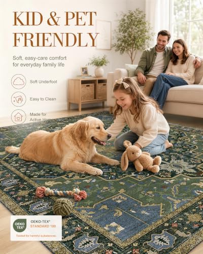 OLANLY 10x12 Washable Area Rug, Soft Non Slip Carpet for Living Room