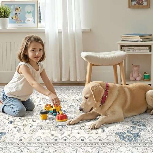 befbee Area Rug 5x8, Stain Resistant Neutral Carpet for Living Room