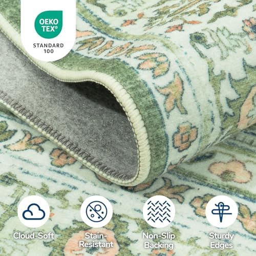 Lessymo Area Rugs 8 x 10 for Living Room,Large Washable Carpet Light Green