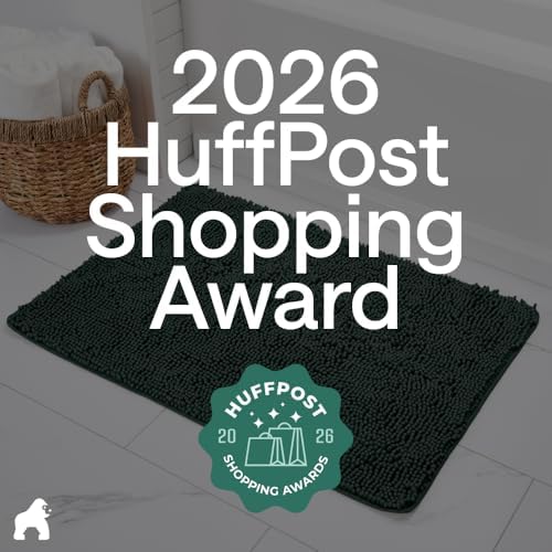 GORILLA GRIP Bath Rug Mat for Bathroom, Thick Chenille, 24x17 Hunter Green