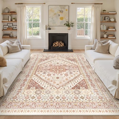 zesthome 9x12 Area Rugs for Living Room,Large Washable Rug,Red