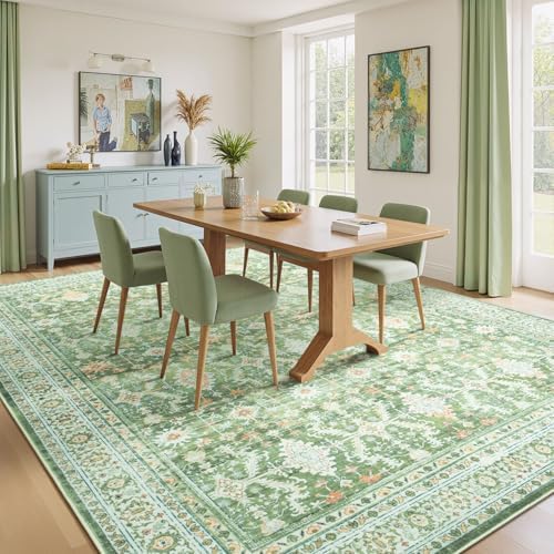 Lessymo Area Rugs 8 x 10 for Living Room,Large Washable Carpet Light Green