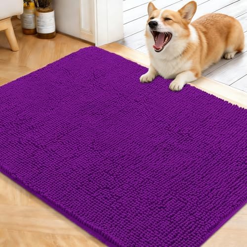OLANLY Dog Door Mat for Muddy Paws 40x32, Super Absorbent Chenille Mud Mat