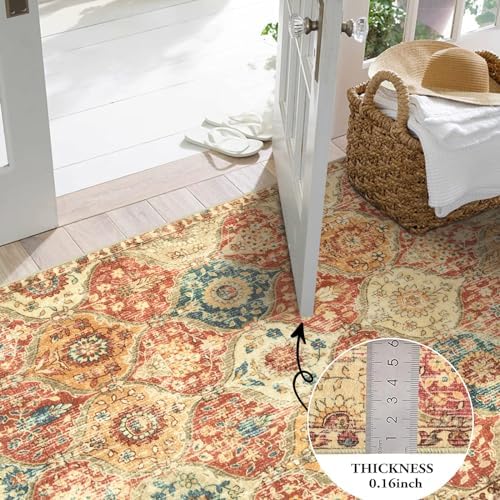 Lahome Moroccan Washable Rugs for Living Room, Soft 4x6 Rug for Bedroom